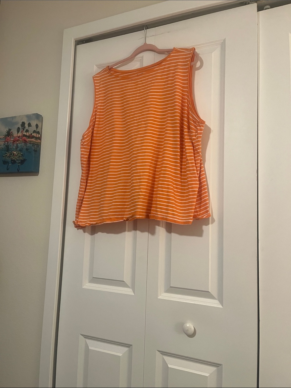 Coral Bay Orange and White Striped Tank Top